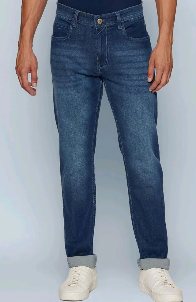 Peter England Men's Tapered Fit Mid Rise Classic Tape Stretchable Twill Jeans - 36