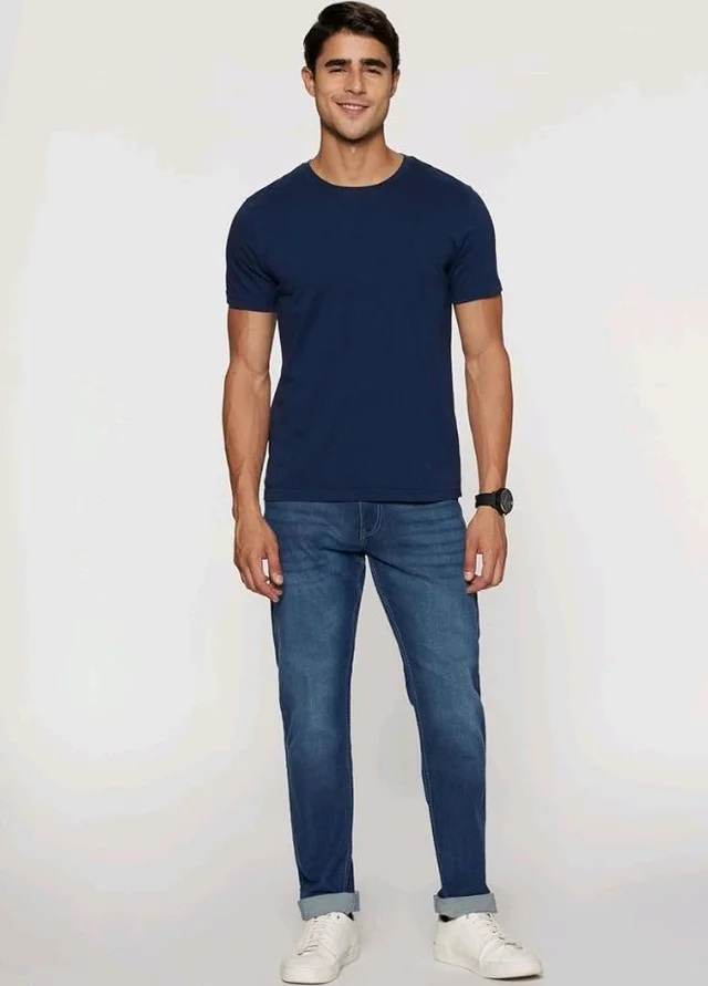 Peter England Men's Tapered Fit Mid Rise Classic Tape Stretchable Twill Jeans - 36