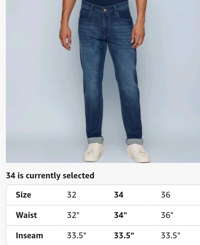 Peter England Men's Tapered Fit Mid Rise Classic Tape Stretchable Twill Jeans - 36