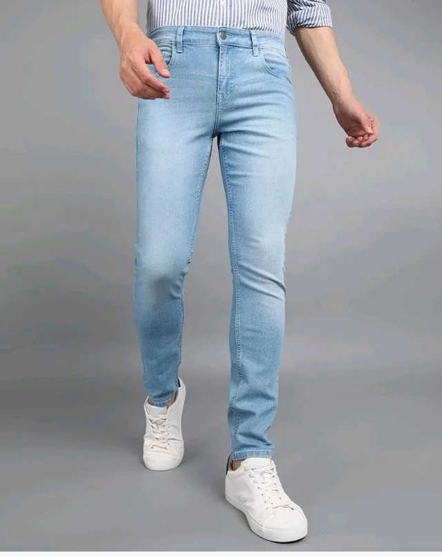 Urbano Fashion Men's Regular Fit Mid Rise Washed Jeans Stretchable - 34