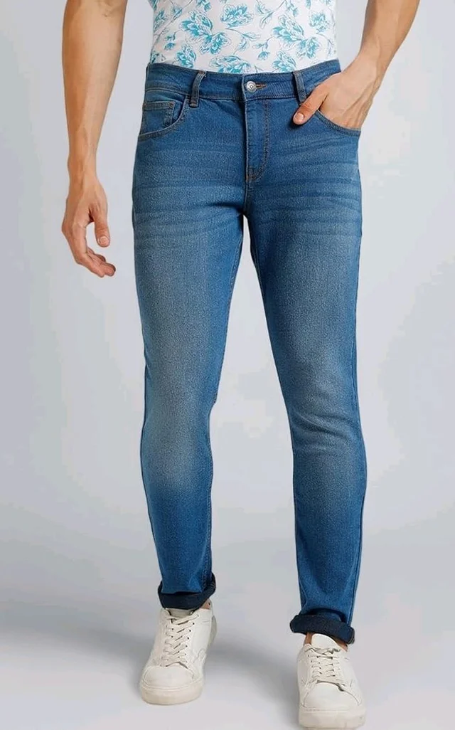Urbano Fashion Men's Regular Fit Mid Rise Washed Jeans Stretchable - 36