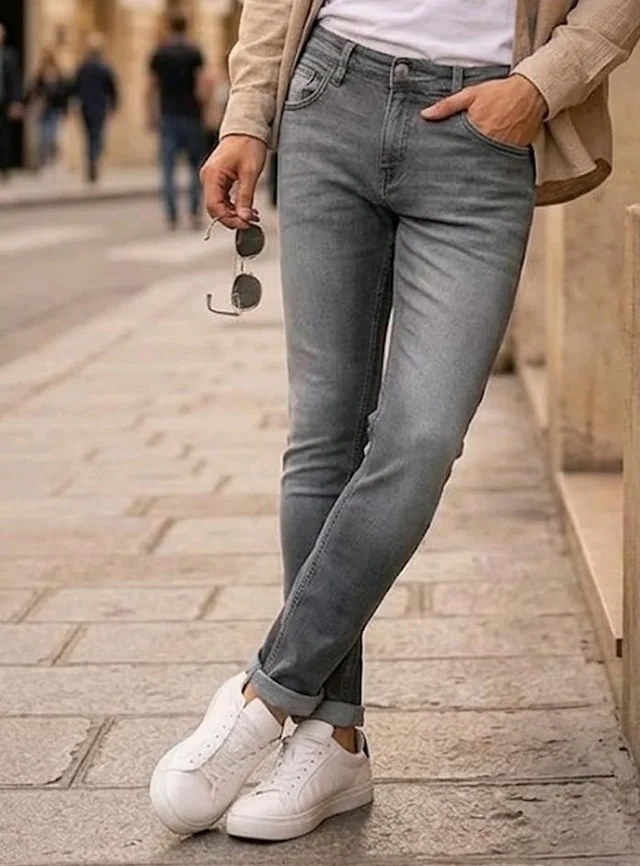 Urbano Fashion Men's Regular Fit Mid Rise Washed Jeans Stretchable - 36
