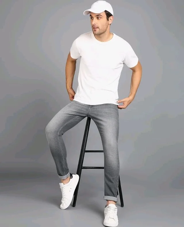 Urbano Fashion Men's Regular Fit Mid Rise Washed Jeans Stretchable - 36