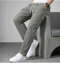 Cargo for Men | Cotton Cargo Pant | Lower for man | Elastic Drawstring Waist Straight Fit Bottoms | Comfortable Breathable Cargos for Casual, Office Wear - 34