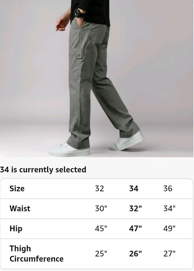 Cargo for Men | Cotton Cargo Pant | Lower for man | Elastic Drawstring Waist Straight Fit Bottoms | Comfortable Breathable Cargos for Casual, Office Wear - 34