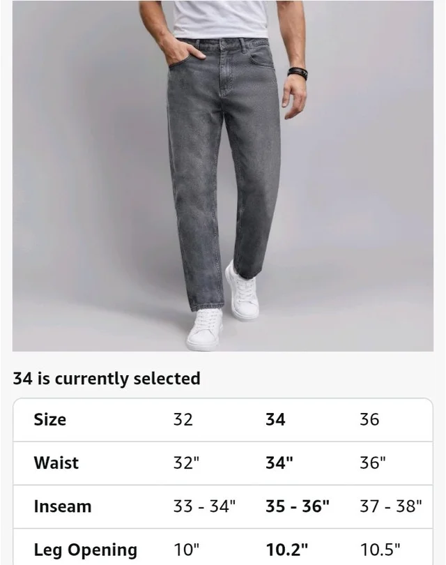 Urbano Fashion Men's Relaxed Fit Washed Denim Jeans Non-Stretchable
- 36