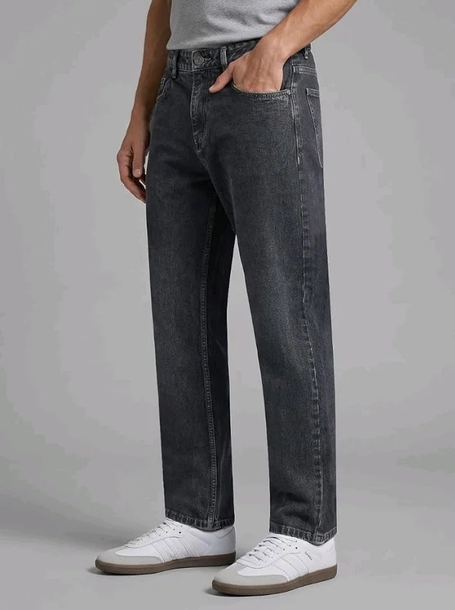 Urbano Fashion Men's Relaxed Fit Washed Denim Jeans Non-Stretchable - 38