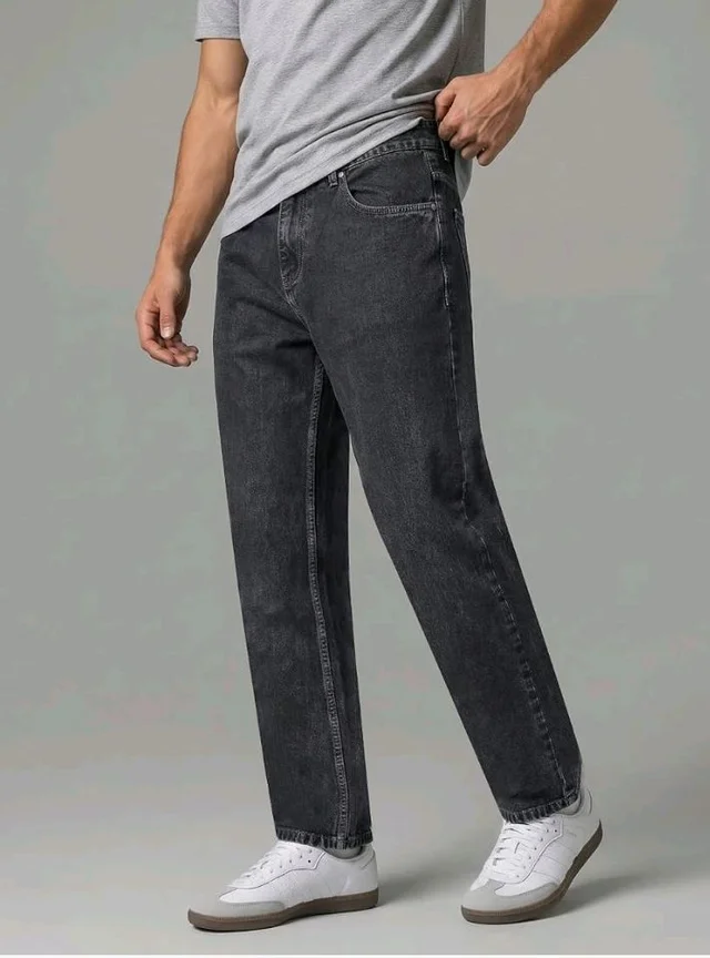 Urbano Fashion Men's Relaxed Fit Washed Denim Jeans Non-Stretchable - 38