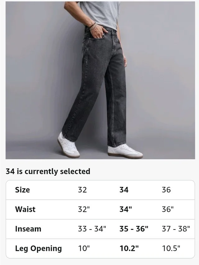 Urbano Fashion Men's Relaxed Fit Washed Denim Jeans Non-Stretchable - 38