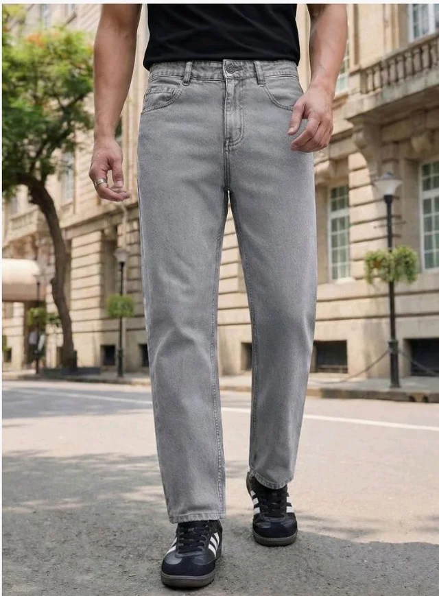 Urbano Fashion Men's Relaxed Fit Washed Denim Jeans Non-Stretchable - 32