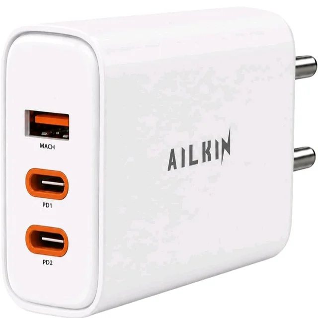 AILKIN Conquerer 65W GaN Fast Charger, 1 x Type A, 2 X Type C, PD 3.0 PPS Wall Charger for MacBook Air/Pro, iPhone 16/15/14/13, Samsung Galaxy S25/S24, iPad, Tablets & More