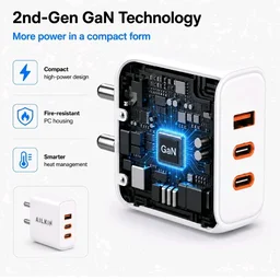 AILKIN Conquerer 65W GaN Fast Charger, 1 x Type A, 2 X Type C, PD 3.0 PPS Wall Charger for MacBook Air/Pro, iPhone 16/15/14/13, Samsung Galaxy S25/S24, iPad, Tablets & More