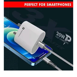 Portronics Adapto 20 Type C 20W Fast PD/Type C Adapter Charger with Fast Charging for iPhone 12/12 Pro/12 Mini/12 Pro Max/11/XS/XR/X/8/Plus, iPad Pro/Air/Mini, Galaxy 10/9/8 (Adapter Only) White