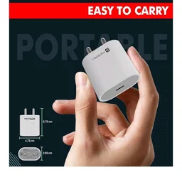 Portronics Adapto 20 Type C 20W Fast PD/Type C Adapter Charger with Fast Charging for iPhone 12/12 Pro/12 Mini/12 Pro Max/11/XS/XR/X/8/Plus, iPad Pro/Air/Mini, Galaxy 10/9/8 (Adapter Only) White