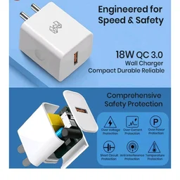 MOOSH 18W USB-C Fast Charger Adapter | BIS Certified PD + QC 3.0 Type-C Power Adapter for iPhone 15/15 Pro/14/13/12/11 Series & USB-C Devices | Safe Rapid Charging | White