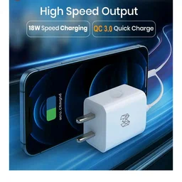 MOOSH 18W USB-C Fast Charger Adapter | BIS Certified PD + QC 3.0 Type-C Power Adapter for iPhone 15/15 Pro/14/13/12/11 Series & USB-C Devices | Safe Rapid Charging | White