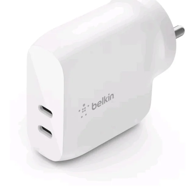 Belkin 40W (20W + 20W) Two Ports USB -C PD Wall Charger | Fast Charging for iPhone 17, Air, Pro, Pro Max, Samsung Galaxy S25, Google Pixel 10, iPad, AirPods, & More | 2 Years Warranty, White