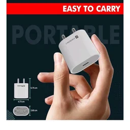 Portronics Adapto 20 Type C 20W Fast PD/Type C Adapter Charger with Fast Charging for iPhone 12/12 Pro/12 Mini/12 Pro Max/11/XS/XR/X/8/Plus, iPad Pro/Air/Mini, Galaxy 10/9/8 (Adapter Only) White