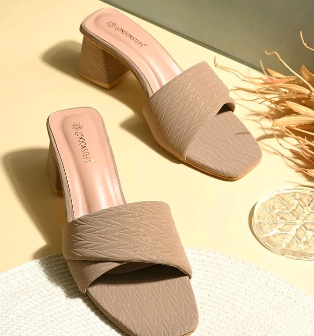 Women's Block Heel Slides Sandals | Fashion Open Toe Slip-On Heels | Comfortable Party & Casual Wear Mule Sandals for Women - 11