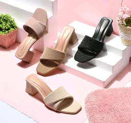 Women's Block Heel Slides Sandals | Fashion Open Toe Slip-On Heels | Comfortable Party & Casual Wear Mule Sandals for Women - 11
