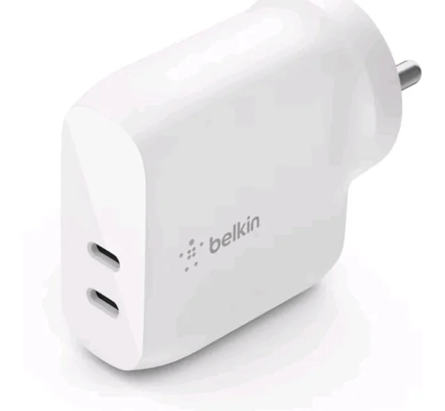 Belkin 40W (20W + 20W) Two Ports USB -C PD Wall Charger | Fast Charging for iPhone 17, Air, Pro, Pro Max, Samsung Galaxy S25, Google Pixel 10, iPad, AirPods, & More | 2 Years Warranty, White