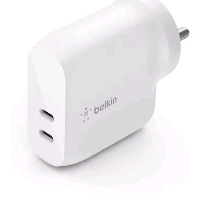 Belkin 40W (20W + 20W) Two Ports USB -C PD Wall Charger | Fast Charging for iPhone 17, Air, Pro, Pro Max, Samsung Galaxy S25, Google Pixel 10, iPad, AirPods, & More | 2 Years Warranty, White