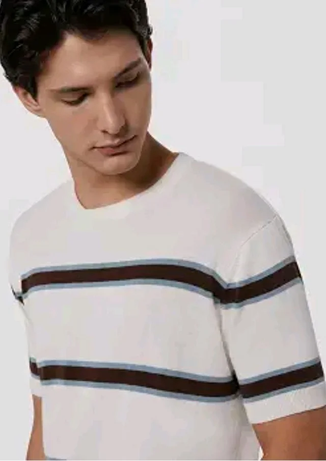 Amazon Brand - Symbol Men's 100% Cotton Striped T-Shirts | Flat Knit Texture | Round Neck | Half Sleeve | Available in Plus Sizes