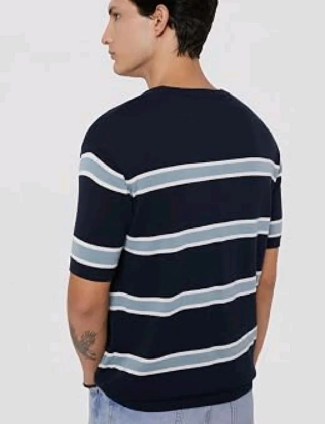 Amazon Brand - Symbol Men's 100% Cotton Striped T-Shirts | Flat Knit Texture | Round Neck | Half Sleeve | Available in Plus Sizes