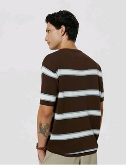 Amazon Brand - Symbol Men's 100% Cotton Striped T-Shirts | Flat Knit Texture | Round Neck | Half Sleeve | Available in Plus Sizes