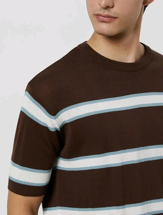 Amazon Brand - Symbol Men's 100% Cotton Striped T-Shirts | Flat Knit Texture | Round Neck | Half Sleeve | Available in Plus Sizes