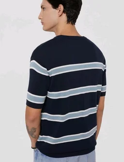 Amazon Brand - Symbol Men's 100% Cotton Striped T-Shirts | Flat Knit Texture | Round Neck | Half Sleeve | Available in Plus Sizes