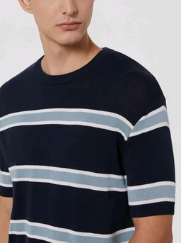 Amazon Brand - Symbol Men's 100% Cotton Striped T-Shirts | Flat Knit Texture | Round Neck | Half Sleeve | Available in Plus Sizes