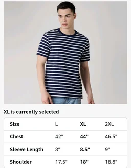 Amazon Brand - Symbol Men Cotton Rich Relaxed Fit Striped Tshirt | Half Sleeves | Available in Plus Size