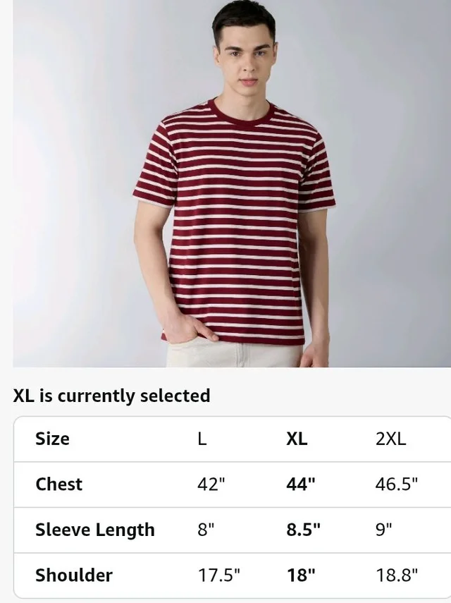 Amazon Brand - Symbol Men Cotton Rich Relaxed Fit Striped Tshirt | Half Sleeves | Available in Plus Size