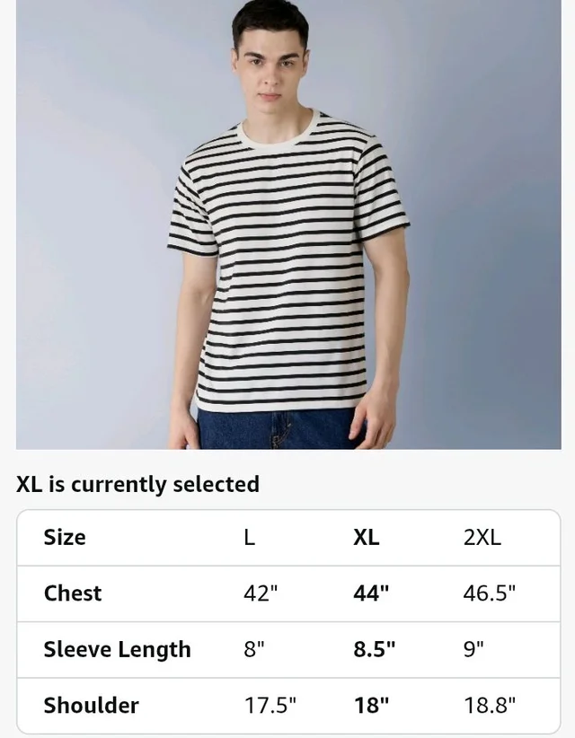 Amazon Brand - Symbol Men Cotton Rich Relaxed Fit Striped Tshirt | Half Sleeves | Available in Plus Size