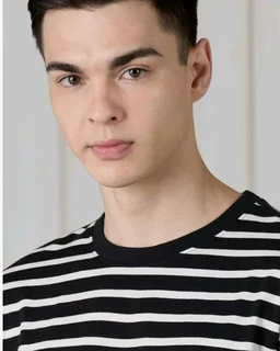 Amazon Brand - Symbol Men Cotton Rich Relaxed Fit Striped Tshirt | Half Sleeves | Available in Plus Size