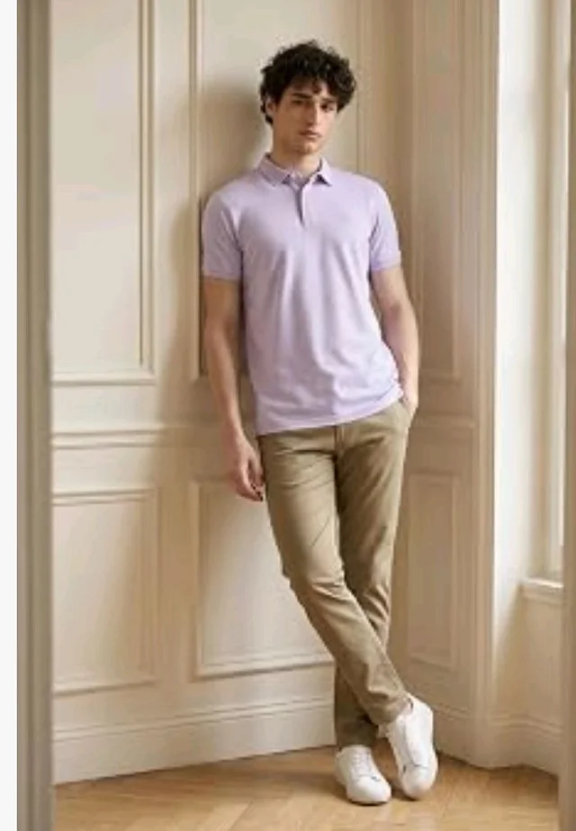 Allen Solly Men’s Pastel Shade Polo T‑Shirt | Bird’s Eye Knit Texture | Soft Cotton‑Blend | Regular Fit | Half Sleeves | Casual Everyday Wear