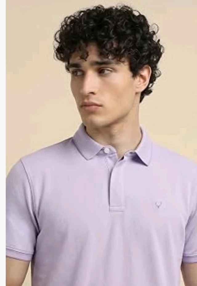 Allen Solly Men’s Pastel Shade Polo T‑Shirt | Bird’s Eye Knit Texture | Soft Cotton‑Blend | Regular Fit | Half Sleeves | Casual Everyday Wear