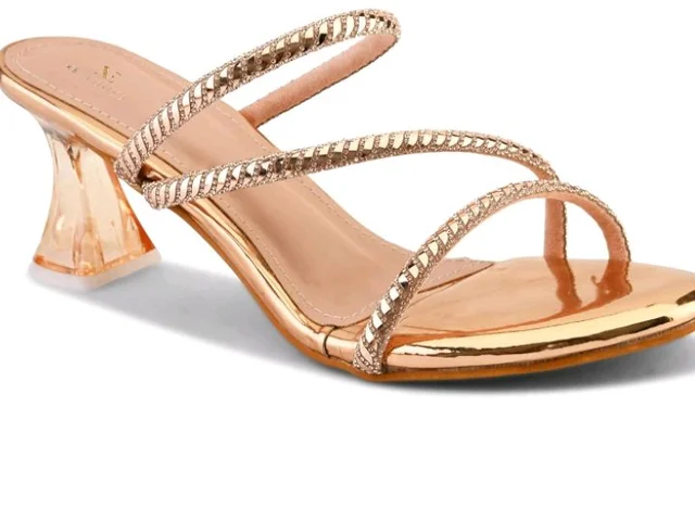 XE Looks Heels for Women | Glossy Finish | Criss-Cross Silver Embellished Straps | Comfortable Block Heel Sandals for Girls
- 11
