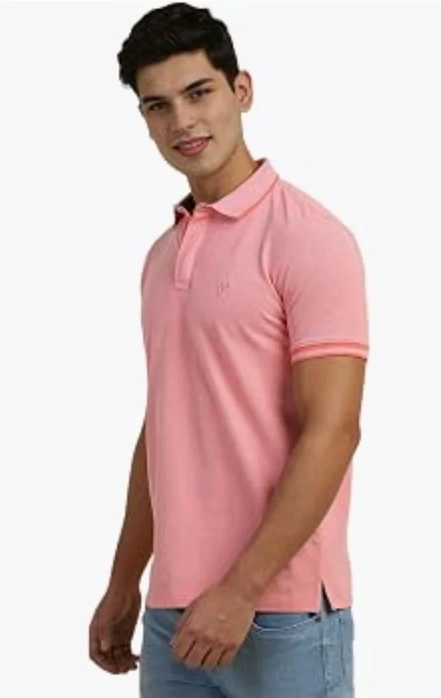 Allen Solly Men’s Pastel Shade Polo T‑Shirt | Bird’s Eye Knit Texture | Soft Cotton‑Blend | Regular Fit | Half Sleeves | Casual Everyday Wear