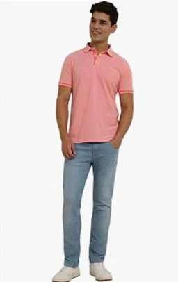 Allen Solly Men’s Pastel Shade Polo T‑Shirt | Bird’s Eye Knit Texture | Soft Cotton‑Blend | Regular Fit | Half Sleeves | Casual Everyday Wear