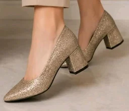 Xocean Women's Pvc Gold Shimmer Pointed Toe Heels Sandal for Wedding Party & Festive
- 10
