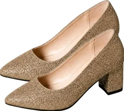 Xocean Women's Pvc Gold Shimmer Pointed Toe Heels Sandal for Wedding Party & Festive
- 10