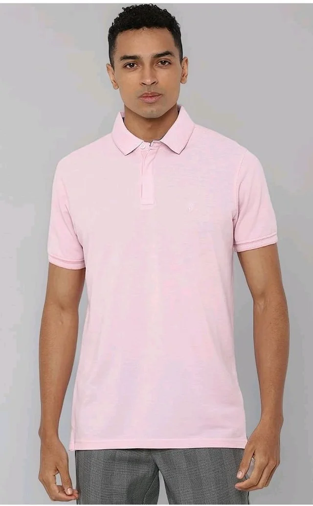 Allen Solly Men’s Pastel Shade Polo T‑Shirt | Bird’s Eye Knit Texture | Soft Cotton‑Blend | Regular Fit | Half Sleeves | Casual Everyday Wear