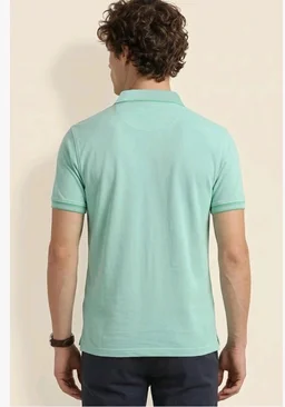Allen Solly Men’s Pastel Shade Polo T‑Shirt | Bird’s Eye Knit Texture | Soft Cotton‑Blend | Regular Fit | Half Sleeves | Casual Everyday Wear