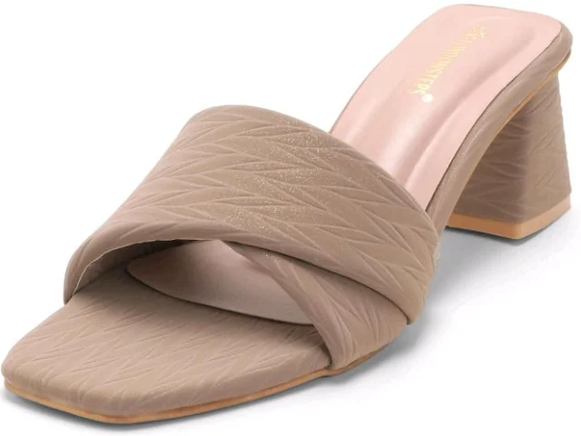 Women's Block Heel Slides Sandals | Fashion Open Toe Slip-On Heels | Comfortable Party & Casual Wear Mule Sandals for Women
- 10