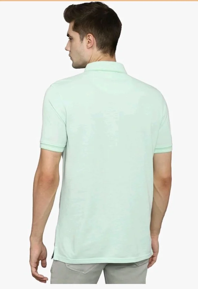 Allen Solly Men’s Pastel Shade Polo T‑Shirt | Bird’s Eye Knit Texture | Soft Cotton‑Blend | Regular Fit | Half Sleeves | Casual Everyday Wear
