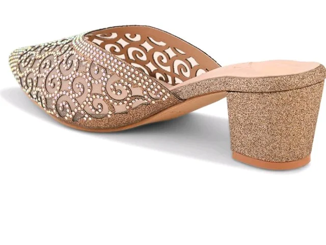 XE Looks Women’s Rhinestone Embellished Pointed Toe Mule Heels | Soft Cushioned Insole | Comfortable Stylish Slip-On Block Heel Sandals for Girls & Women
- 7