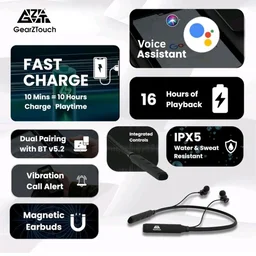 B'O'O'M Bluetooth Neckband Earphones with 35H Playtime, BT 5.3, Passive Noise Cancellation, HD Mic, IPX5 Sweatproof- Black
100+ bought in past month