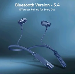 Bluetooth Neckband Earphones, Blue, 20 Hour Playtime, Superior Bass, Bluetooth 5.4, Noise Reduction
500+ bought in past month